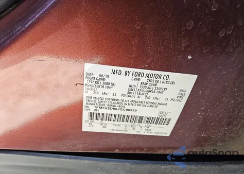 2018 Ford Explorer Xlt z USA, uszkodzony, nr VIN 1FM5K8D88JGC06959